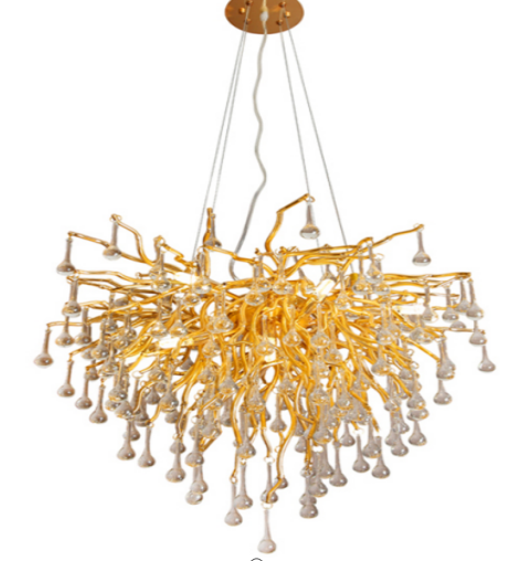 <b>Gold branch art luxury modern glass drop chandeliers</b>
